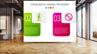 Set line Vinyl disk, Treble clef, and Tambourine. Business infographic template. Vector Wall mural