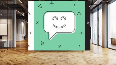 Set Smile face icon isolated on white and green, black background. Smiling emoticon. Happy smiley chat symbol. Vector Wall mural