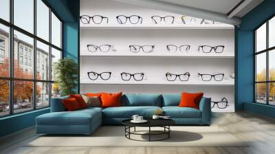 Stylish eyeglasses for eyecorrection. Modern eye accessories. Wall mural