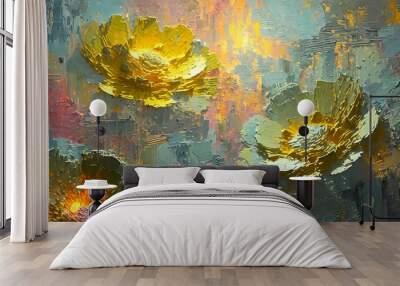 The art of nature through plants and flowers, painting on the wall Wall mural