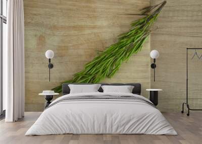 A bunch of fresh rosemary on the table. Wall mural