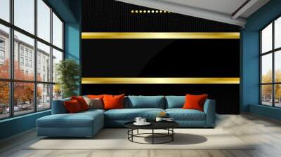 Abstract gold line banner on dark  hexagon mesh pattern design modern luxury futuristic background vector illustration.  Wall mural