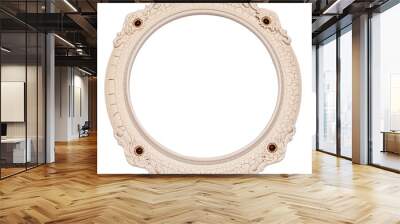 round ornamented old picture frame isolated on white Wall mural