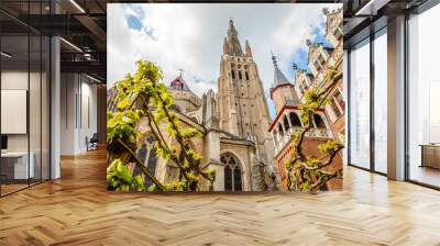 Church of Our Lady, cathedral towers, Bruges, Belgium Wall mural