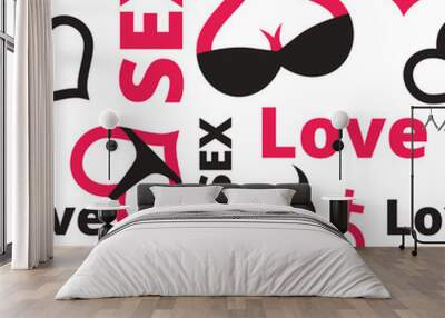 Love and sex seamless pattern Wall mural