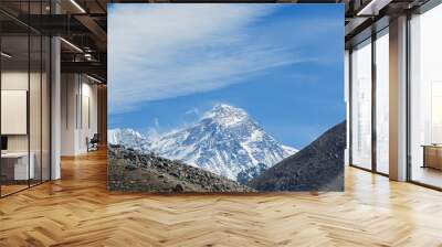 View of Mount Everest (8848 m) and Lhotse (8516 m) from the Ngozumba Tsho (the fifth Gokyo lake) - Nepal, Himalayas Wall mural