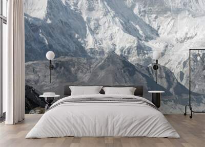 View of the glacier Gokyo with peaks Cho Oyu (8201 m) - Gokyo region, Nepal, Himakayas Wall mural