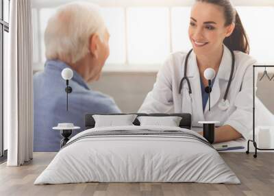 Beautiful doctor and patient Wall mural