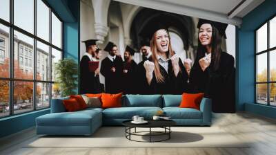 celebration. cap. girls. knowledge. mortar board. Wall mural