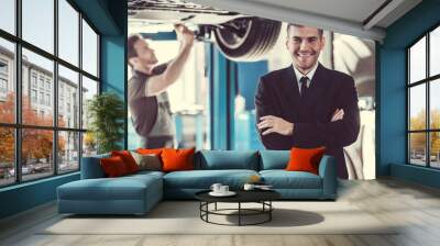 Handsome mechanic and businessman Wall mural