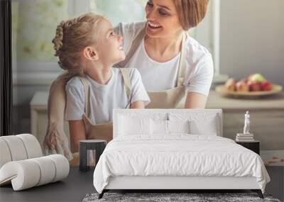 Mother and daughter baking Wall mural