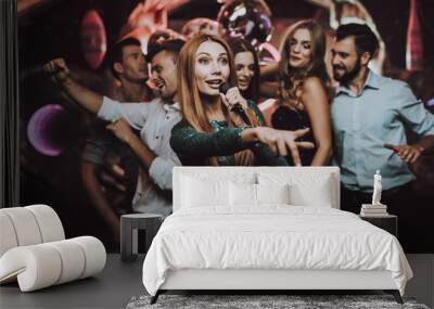 Solo. Trendy Nightclub. Woman in Green. Dress. Wall mural