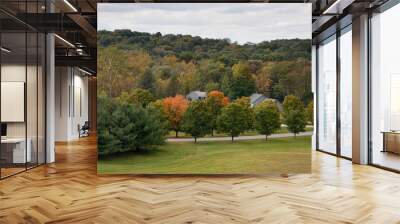 Beautiful golden autumn at Storm King Art Center hills Wall mural