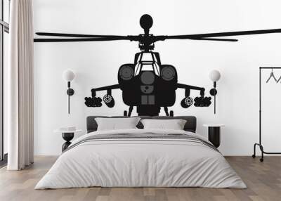 Military helicopter vector silhouette Wall mural