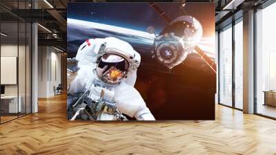 Astronaut in outer space. Science 3D illustration of space. Elements furnished by Nasa Wall mural