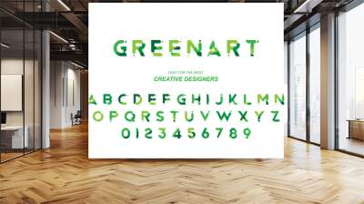 green eco original bold font alphabet letters and numbers for creative design template for logo. fla Wall mural