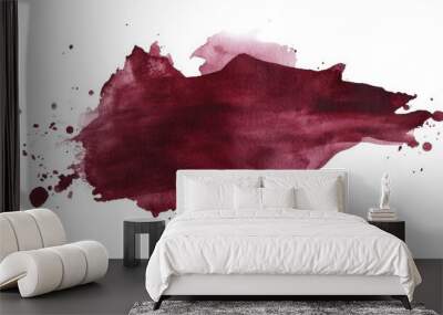 Rich burgundy watercolor splatter on a textured white background showcasing artistic flair and creativity Wall mural