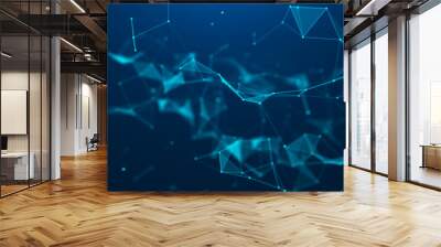 Abstract blue digital background. Big data visualization. Science background. Big data complex with compounds. Lines plexus. Wall mural