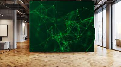 Abstract green digital background. Big data visualization. Science background. Big data complex with compounds. Lines plexus. Wall mural