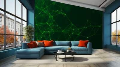 abstract green digital background. big data visualization. science background. big data complex with Wall mural