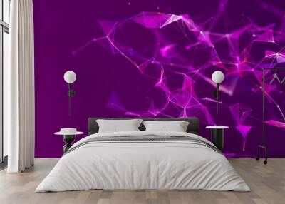 Abstract purple digital background. Big data visualization. Science background. Big data complex with compounds. Lines plexus. Wall mural