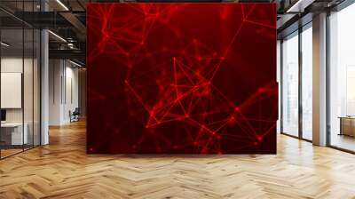 Abstract red digital background. Big data visualization. Science background. Big data complex with compounds. Lines plexus. Wall mural