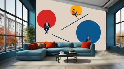 Corporate worker, businessman, writer, creator or blogger. Home office and online business meeting vector concept. Self isolation and social distancing in business. New normal in coronavirus pandemics Wall mural