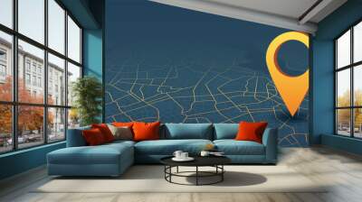 destinations. gps tracking map. track navigation pins on street maps, navigate mapping technology an Wall mural