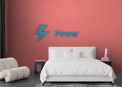 Illustration of Power with blue text on red background Wall mural