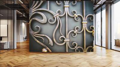 ornate wrought-iron elements of metal gate decoration Wall mural