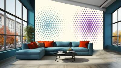 Set of halftone circles. Vector illustration, Wall mural