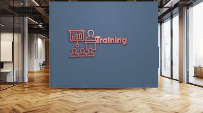 Text Training with red 3D illustration and blue background Wall mural