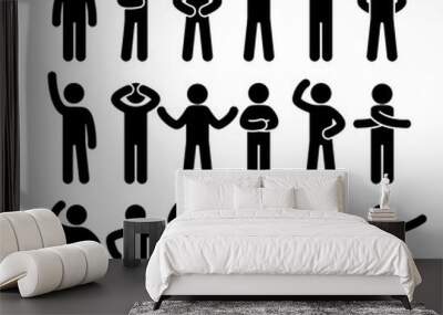 Collection of stick figures with different poses, human icon Wall mural