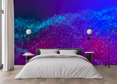 Wave 3d. Wave of particles. Abstract Blue Geometric Background. Big data visualization. Data technology abstract futuristic illustration. 3d rendering. Wall mural