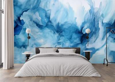 Abstract art blue paint background with liquid fluid. ai generative Wall mural