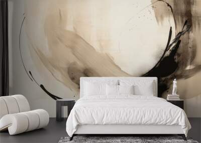 abstract art monochromatic japandi style. Ai generative Wall mural