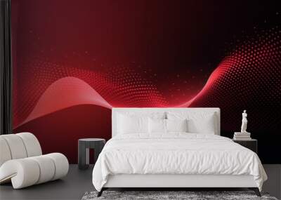 Abstract dot red wave pattern screen gradient background, technology and science concept. AI generative. Wall mural