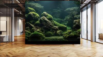 Aquascape in trendy style. AI generated. Wall mural