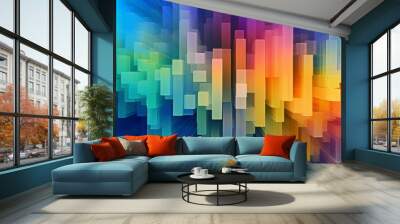 beautiful modern rainbow color spectrum stripes and geometric shapes as futuristic abstract background. Generative ai Wall mural