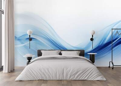 Blue abstract wave background with white background. ai generative. Wall mural