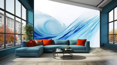 Blue abstract wave background with white background. ai generative. Wall mural