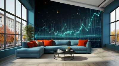 Chart candle stock graph forex market. Trade chart exchange background crypto currency. AI generated Wall mural