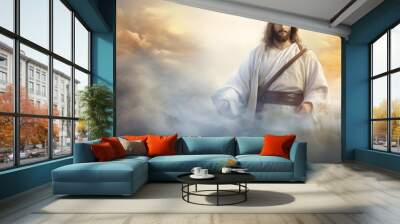 Jesus Christ Savior of mankind. Banner wide with copy space for text. AI generative. Wall mural