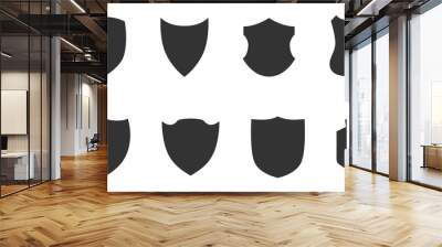 Police badge shape. icons Vector military shield silhouettes. Security patches isolated on white background. Illustration shield shape protection, black security and football badge vector Wall mural