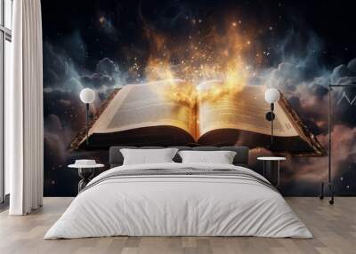 Shining Holy Bible. AI generative. Wall mural