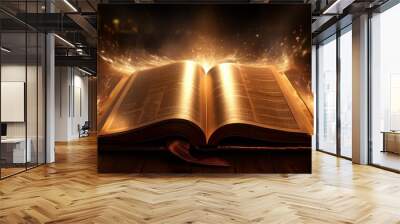 Shining Holy Bible. AI generative. Wall mural