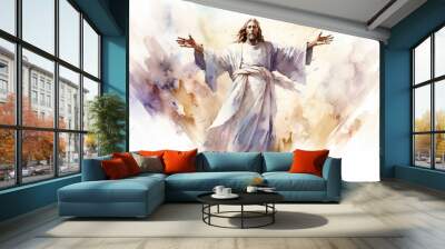 The resurrection of Jesus watercolor paint. AI generative. Wall mural