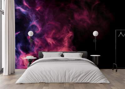 Abstract colored smoke hookah on a black background. Wall mural