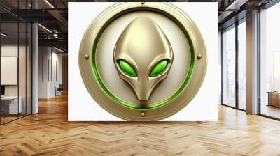 Alien icon extraterrestrial sign isolated on white background. Emoji emoticon UFO alien. 3D realistic illustration. Based on Generative AI Wall mural