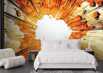 Boom and explosion effect comic style with white quote box for copy space text Wall mural